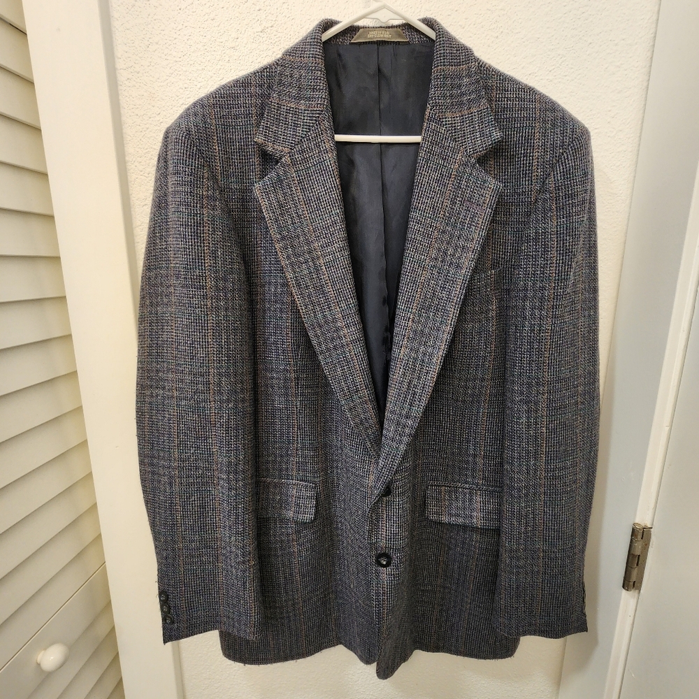 Vintage Haggar Blue Gray Tweed Blazer Jacket